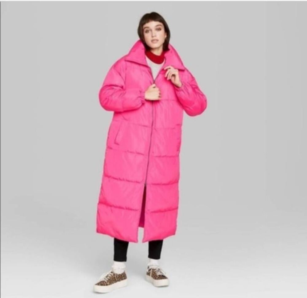 Wild Fable Hot Pink Long Puffer Jacket